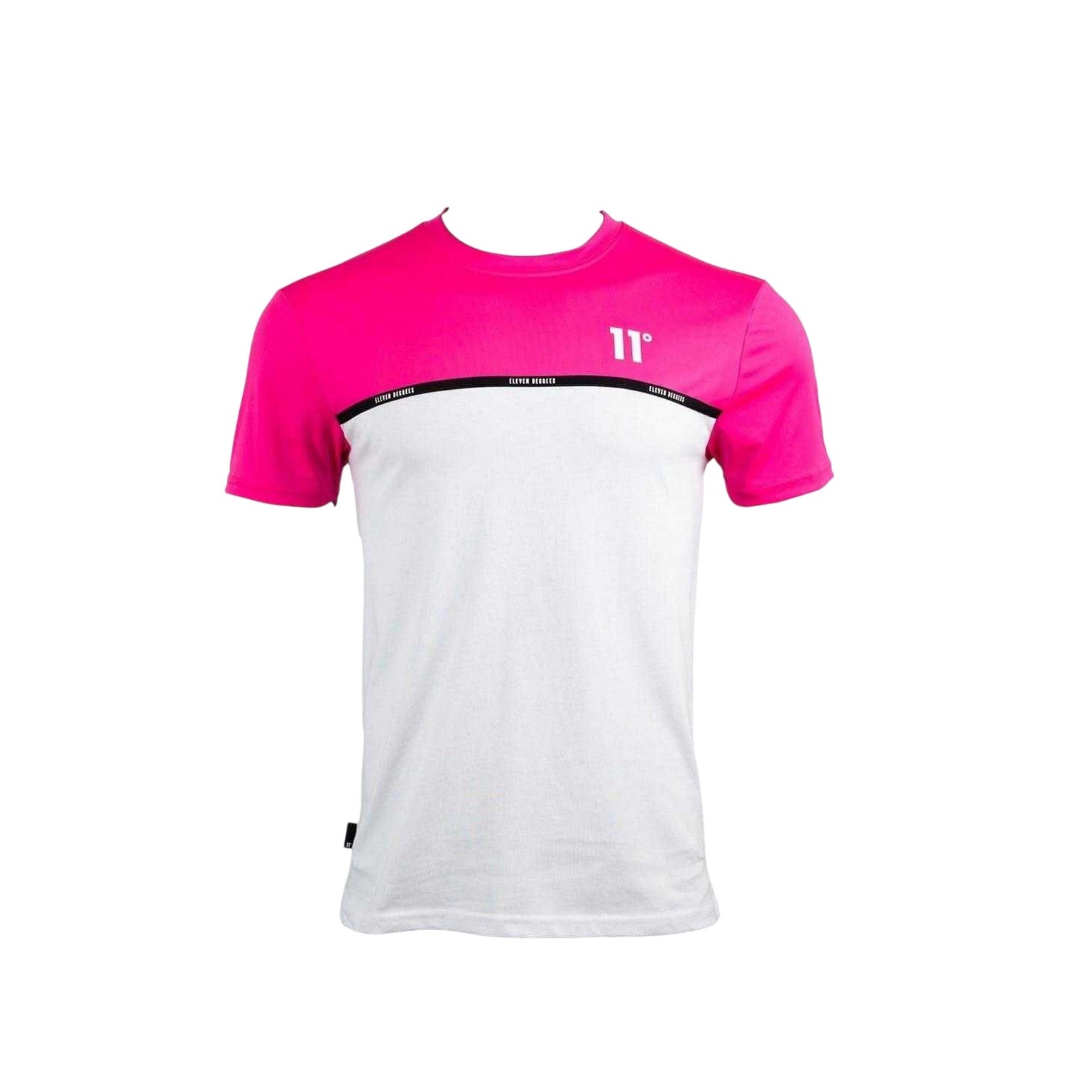Pink Glow-White Print - Front - 11 Degrees Mens Cut and Sew Panel Short-Sleeved T-Shirt