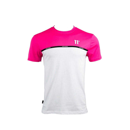 Pink Glow-White Print - Front - 11 Degrees Mens Cut and Sew Panel Short-Sleeved T-Shirt