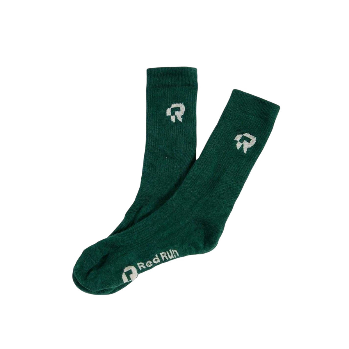 Green - Back - Red Run Unisex Adult Organic Cotton Crew Socks