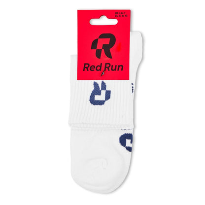 White - Back - Red Run Unisex Adult Organic Cotton Crew Socks