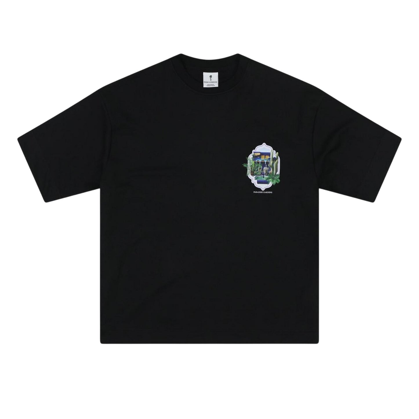Black - Front - Rose London Mens Paradise Gardens T-Shirt