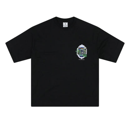 Black - Front - Rose London Mens Paradise Gardens T-Shirt