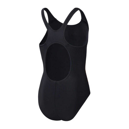 Black-Orange - Back - Speedo Girls Placement One Piece Swimsuit
