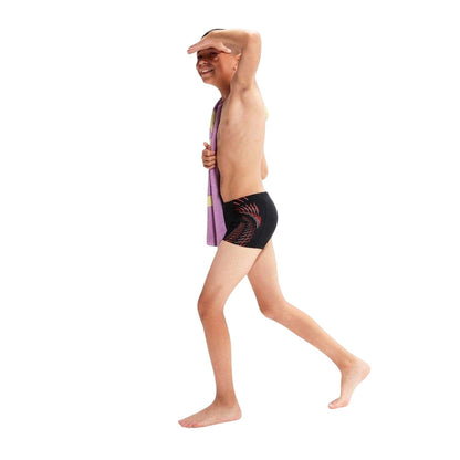 Navy-Green - Lifestyle - Speedo Boys Placement Lines Swim Shorts