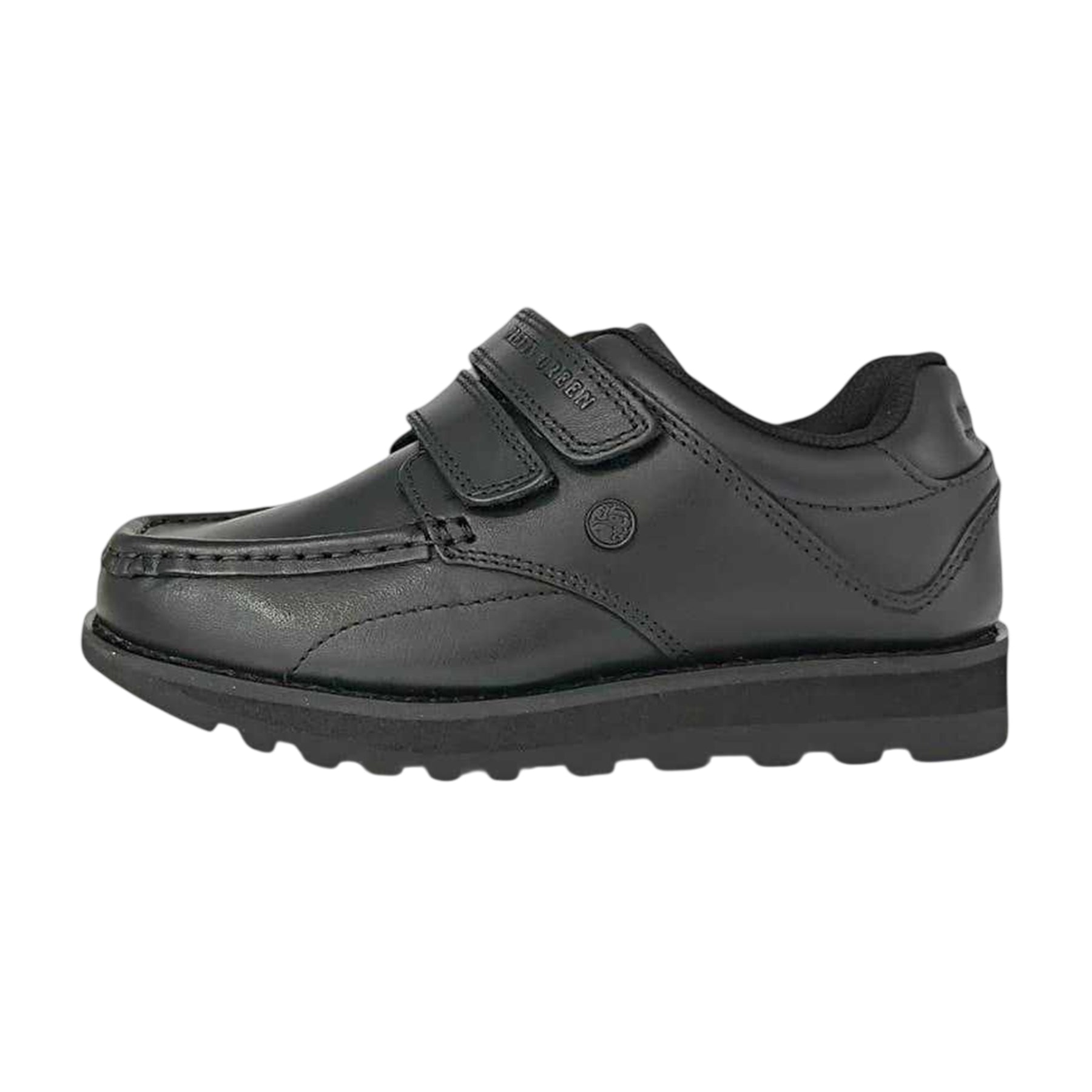 Black - Side - Pretty Green Childrens-Kids Harrow Leather School Shoes