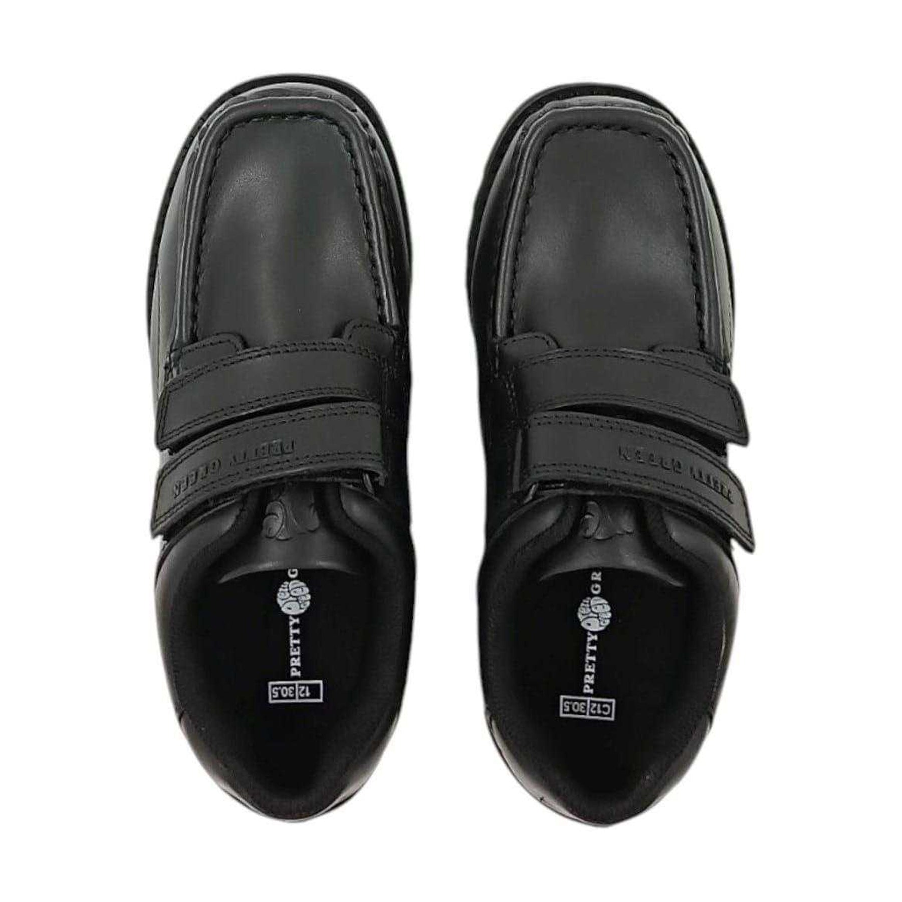 Black - Pack Shot - Pretty Green Childrens-Kids Harrow Leather School Shoes