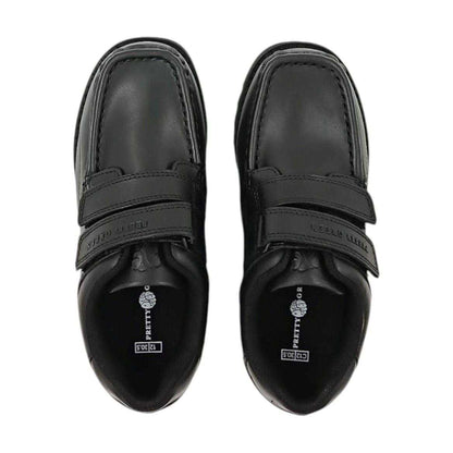 Black - Pack Shot - Pretty Green Childrens-Kids Harrow Leather School Shoes