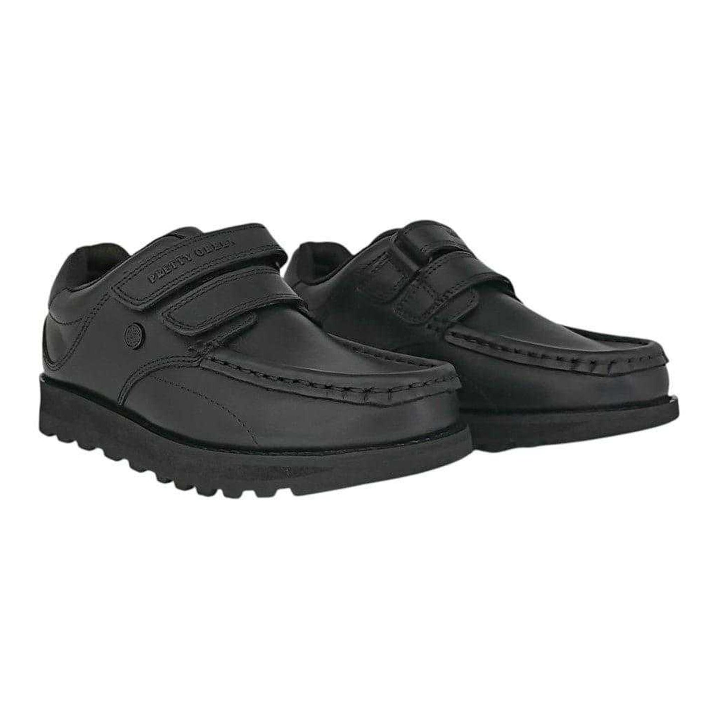 Black - Front - Pretty Green Childrens-Kids Harrow Leather School Shoes