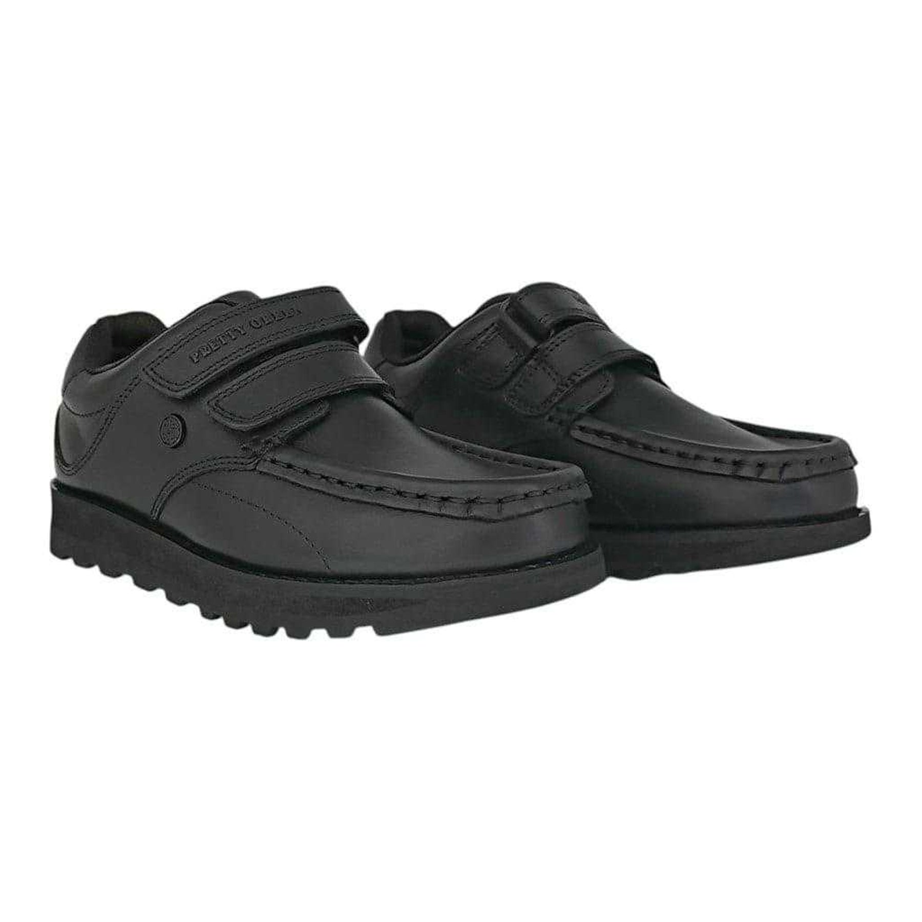 Black - Front - Pretty Green Childrens-Kids Harrow Leather School Shoes