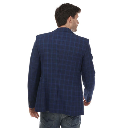 Blue - Back - Ted Baker Mens Apolloj Wool Slim Blazer
