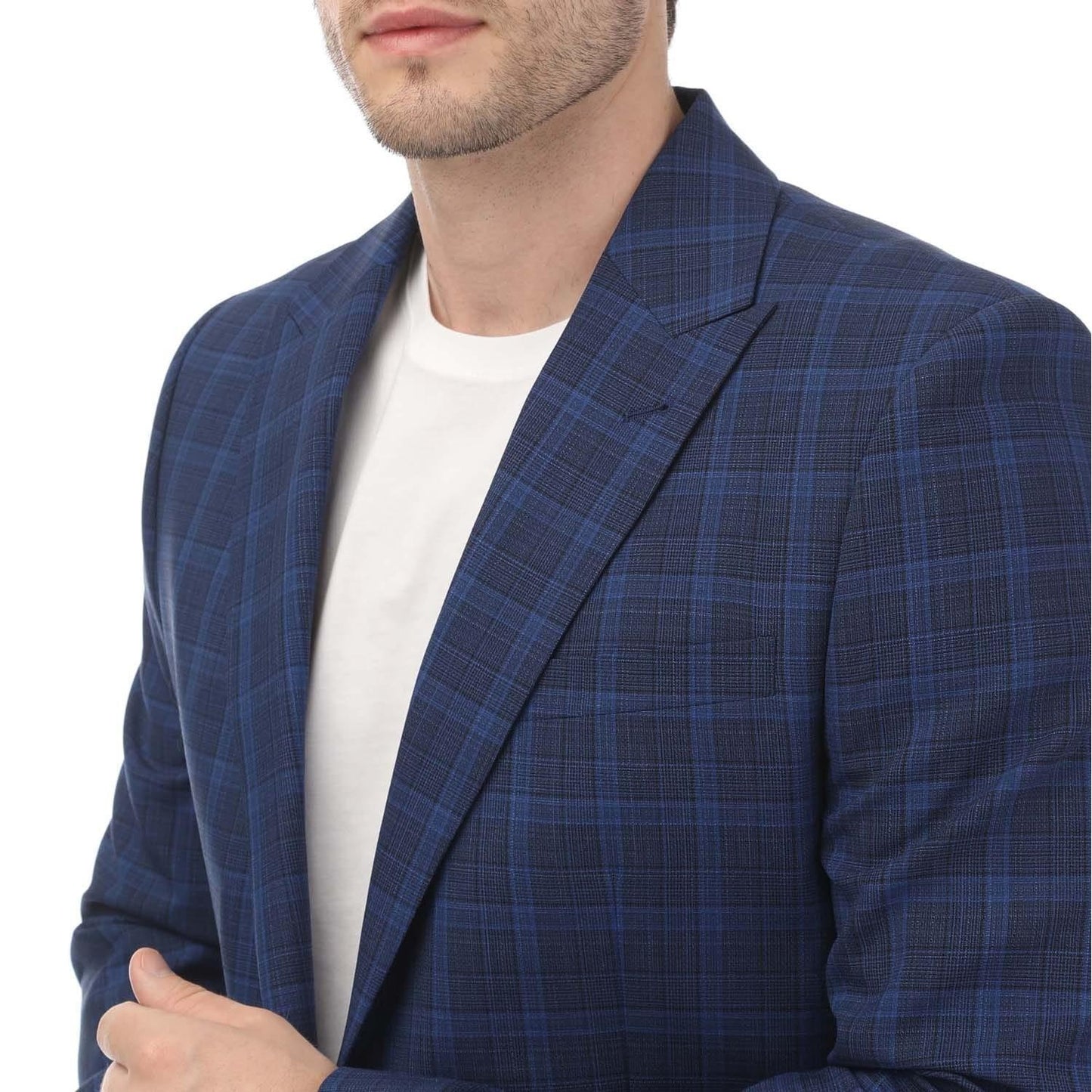 Blue - Side - Ted Baker Mens Apolloj Wool Slim Blazer