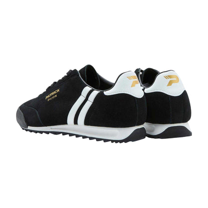 Black-White - Back - Patrick Mens Suede Low Cut Trainers