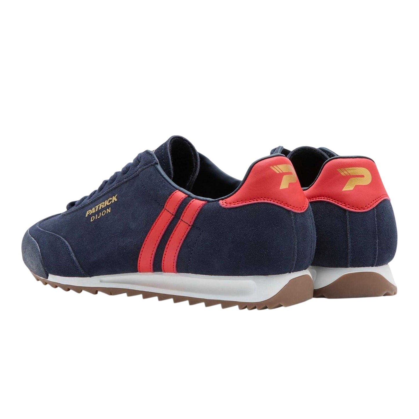 Navy-Red - Back - Patrick Mens Suede Low Cut Trainers