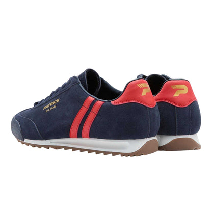 Navy-Red - Back - Patrick Mens Suede Low Cut Trainers
