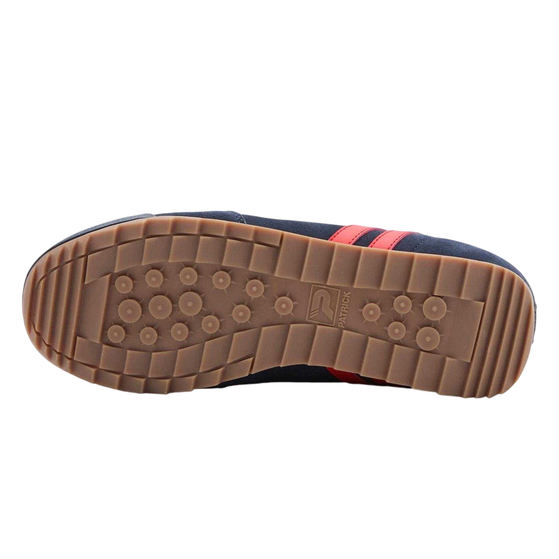 Navy-Red - Side - Patrick Mens Suede Low Cut Trainers