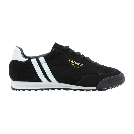 Black-White - Front - Patrick Mens Suede Low Cut Trainers