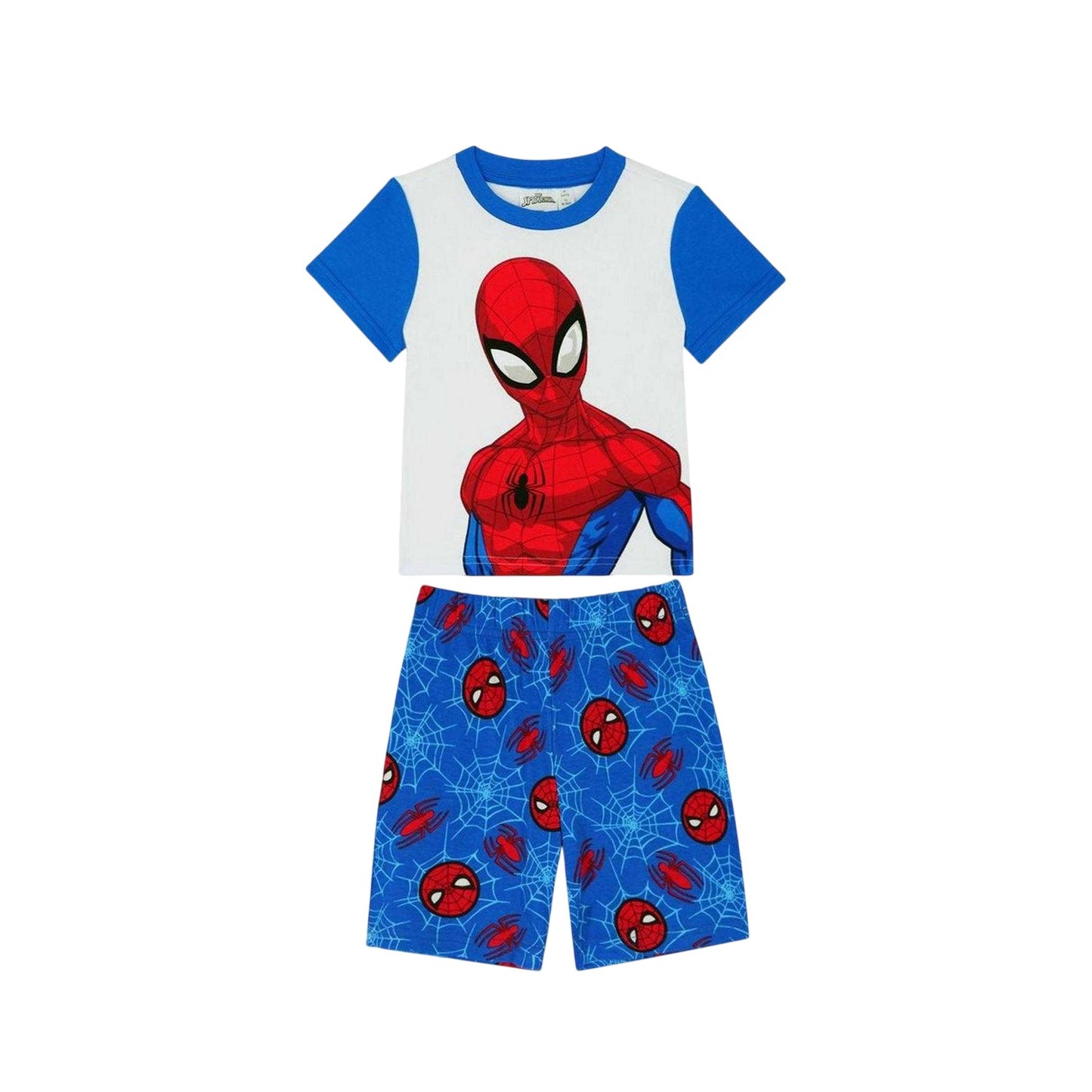 Red-Blue - Front - Spider-Man Childrens-Kids Brushed Cotton Short-Sleeved Pyjama Set