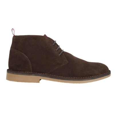 Brown - Side - Dune London Mens Creed Leather Lace Up Chukka Boots