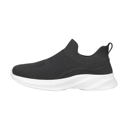 Grey-White - Back - Slazenger Childrens-Kids Spark Textured Knitted Sock Trainers