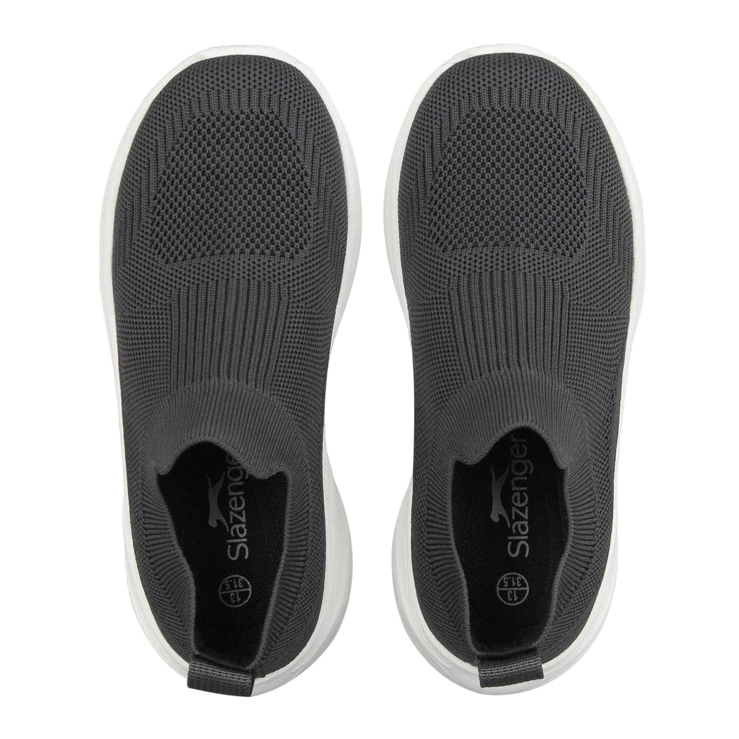 Grey-White - Side - Slazenger Childrens-Kids Spark Textured Knitted Sock Trainers