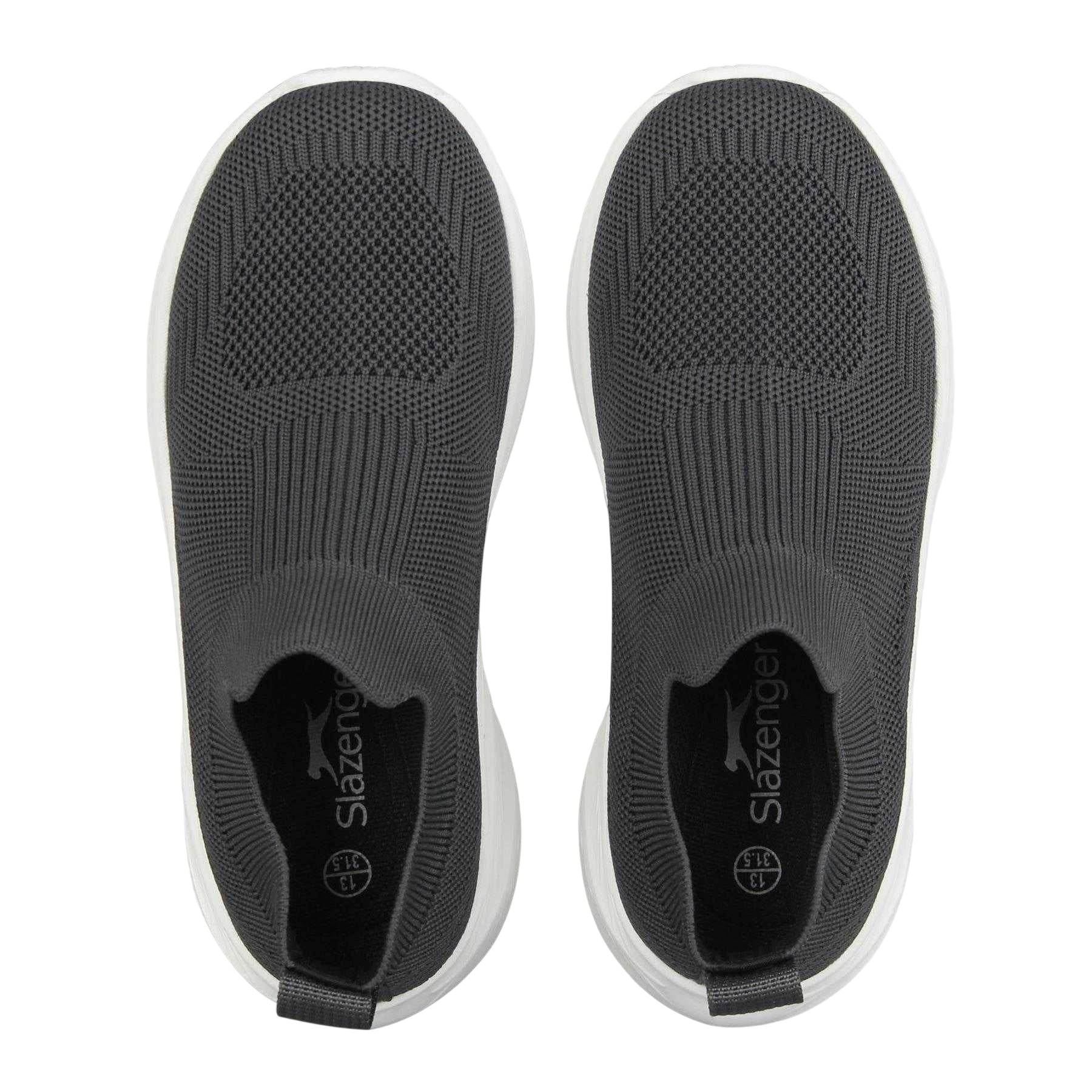 Grey-White - Side - Slazenger Childrens-Kids Spark Textured Knitted Sock Trainers