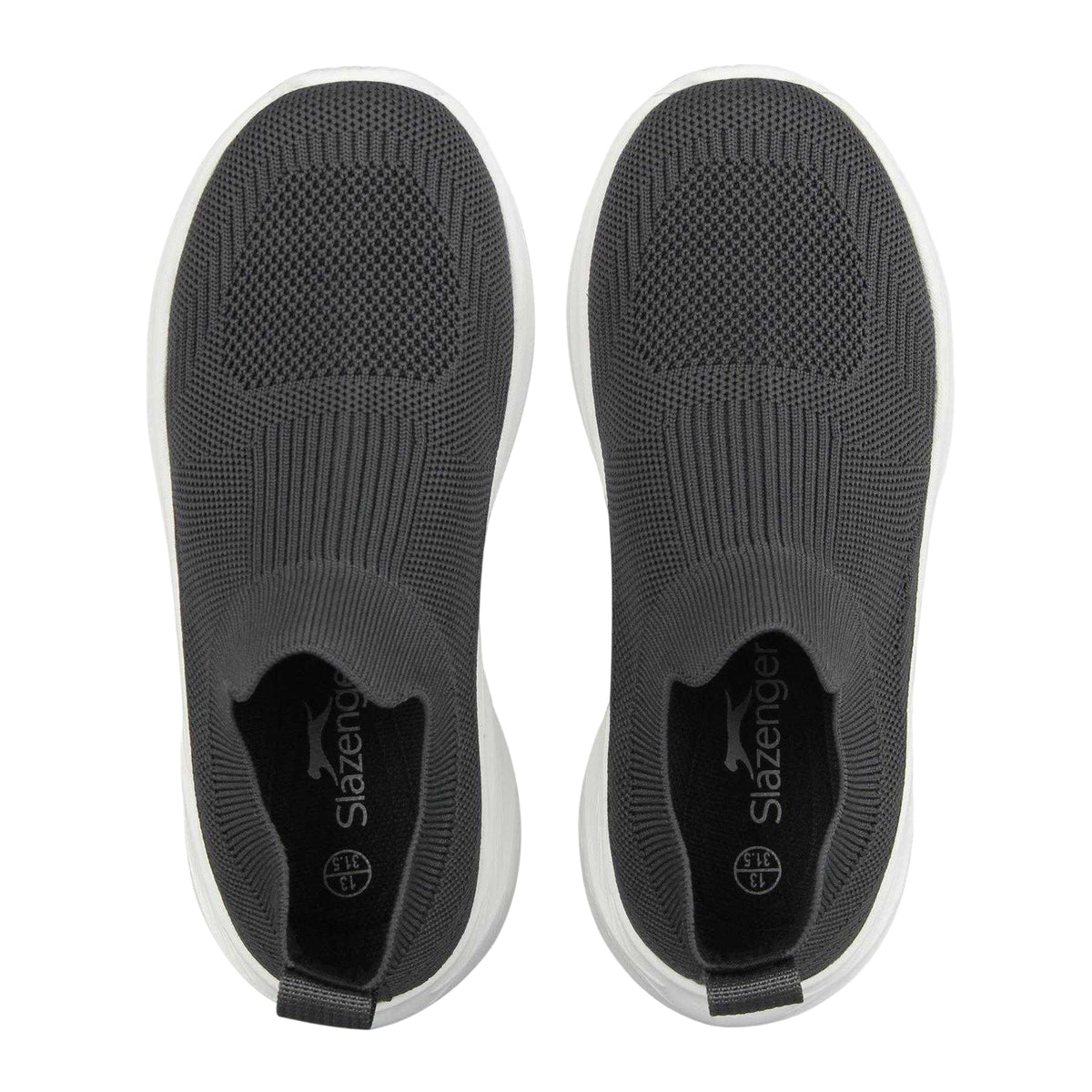 Grey-White - Side - Slazenger Childrens-Kids Spark Textured Knitted Sock Trainers