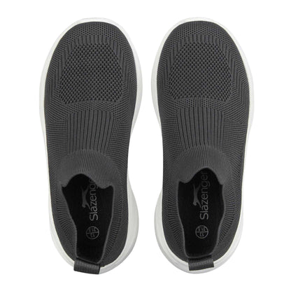 Grey-White - Side - Slazenger Childrens-Kids Spark Textured Knitted Sock Trainers