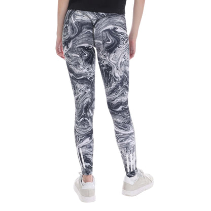 Black - Back - Adidas Womens-Ladies Hyperglam Marble High Rise Leggings