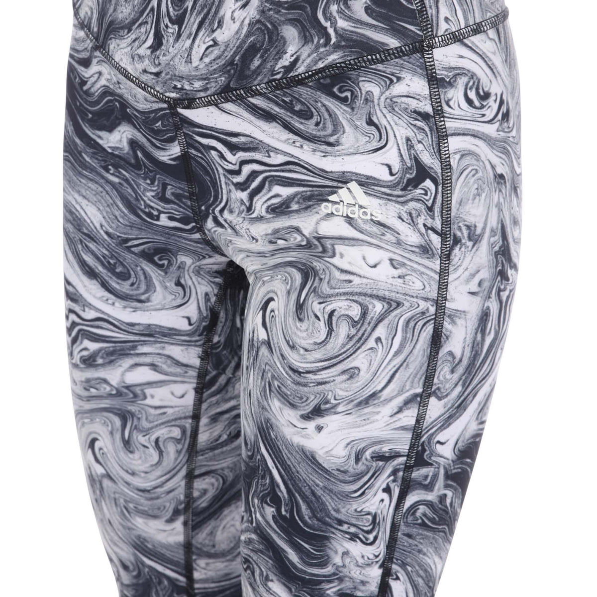 Black - Side - Adidas Womens-Ladies Hyperglam Marble High Rise Leggings