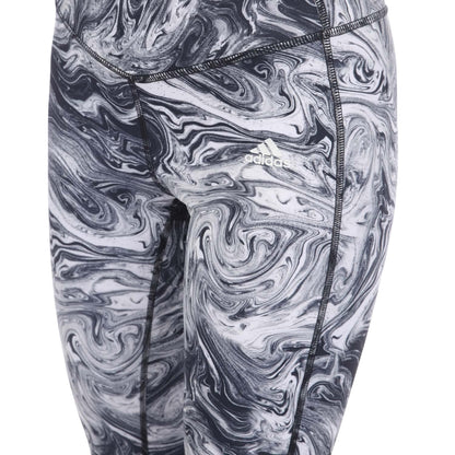 Black - Side - Adidas Womens-Ladies Hyperglam Marble High Rise Leggings