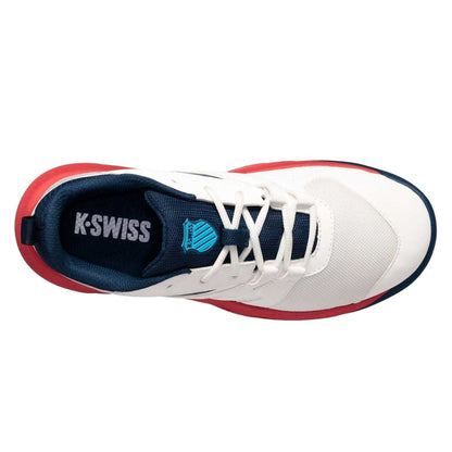 White-Blue - Side - K-Swiss Boys Speed Trac Tennis Court Shoes