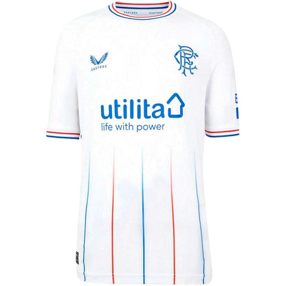 Brilliant White - Front - Castore Childrens-Kids 2023-2024 Rangers FC Away Jersey