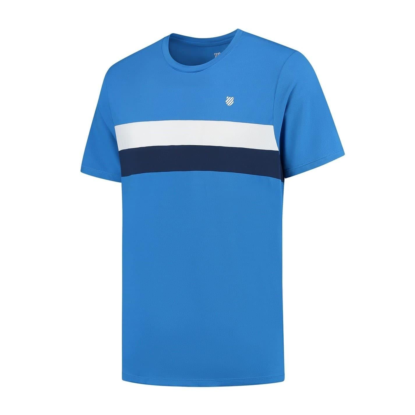 French Blue - Back - K-Swiss Mens Striped Crew Neck T-Shirt