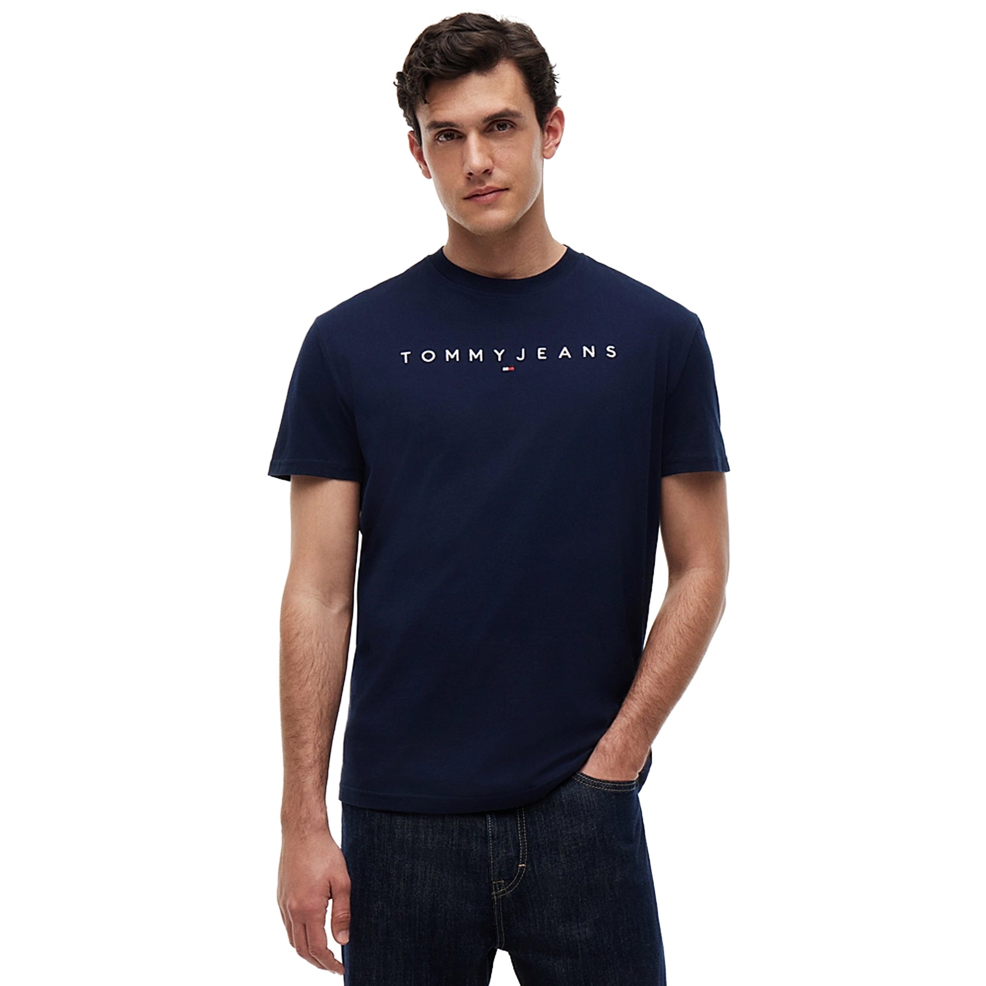 Night Navy - Lifestyle - Tommy Jeans Mens Linear Logo Regular T-Shirt