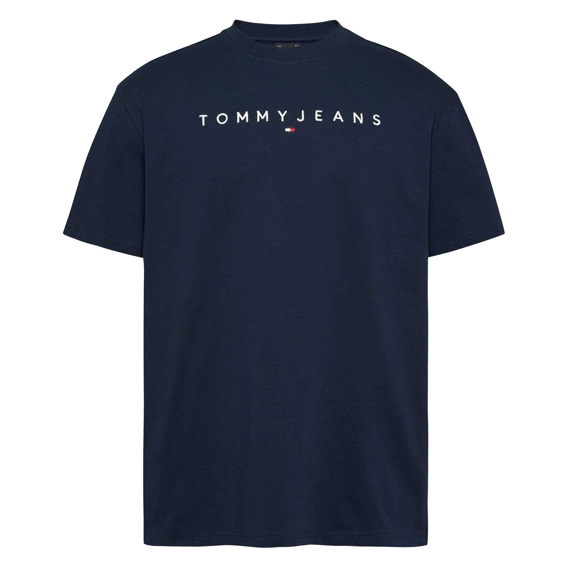 Night Navy - Front - Tommy Jeans Mens Linear Logo Regular T-Shirt