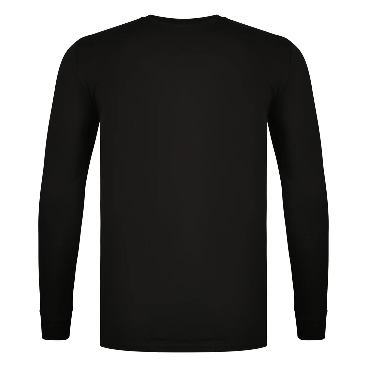 Black - Back - SikSilk Mens Essential Crew Neck Slim Long-Sleeved T-Shirt