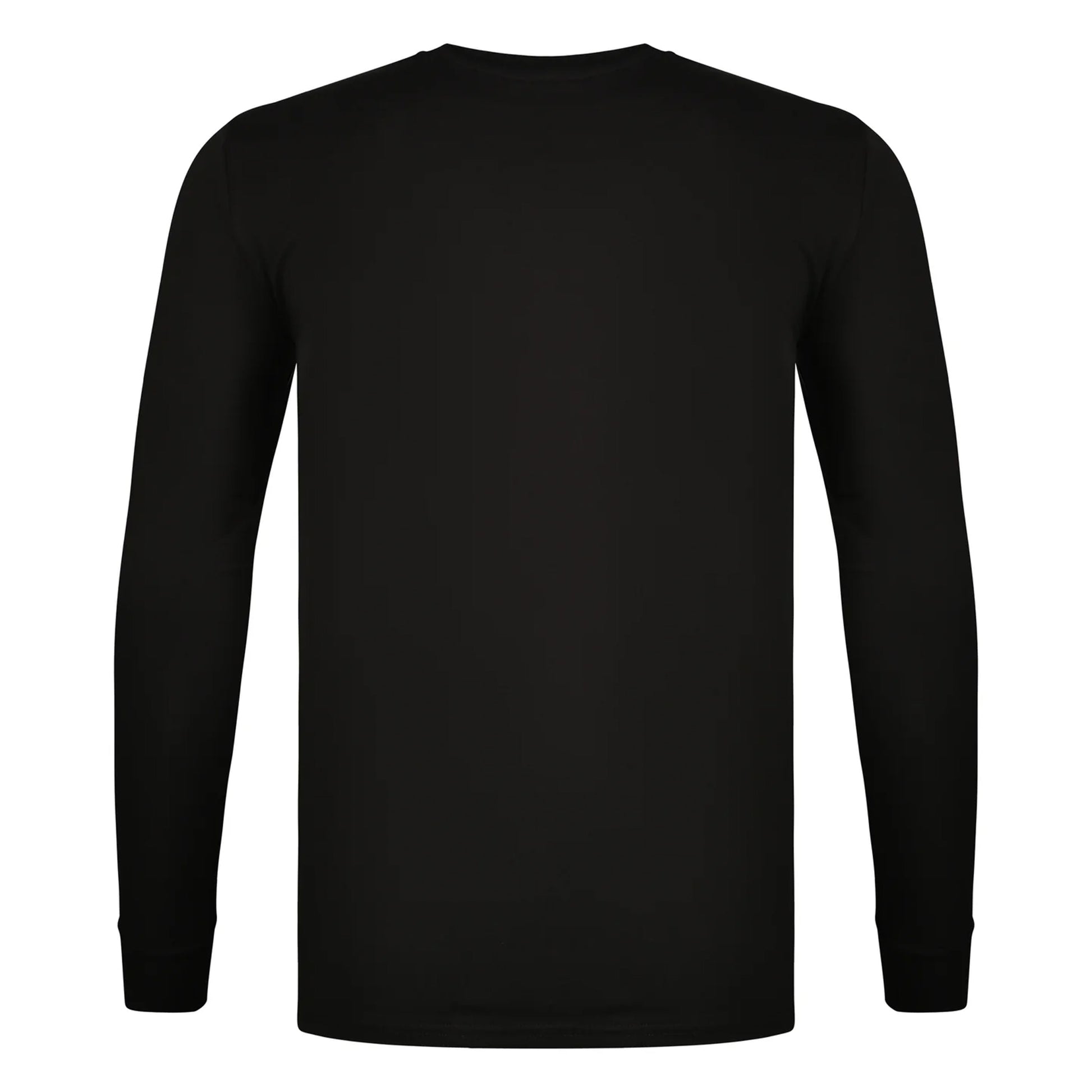 Black - Back - SikSilk Mens Essential Crew Neck Slim Long-Sleeved T-Shirt