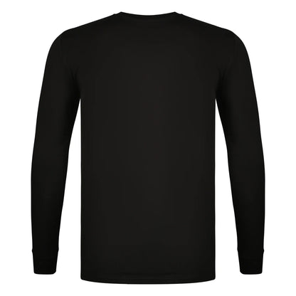 Black - Back - SikSilk Mens Essential Crew Neck Slim Long-Sleeved T-Shirt