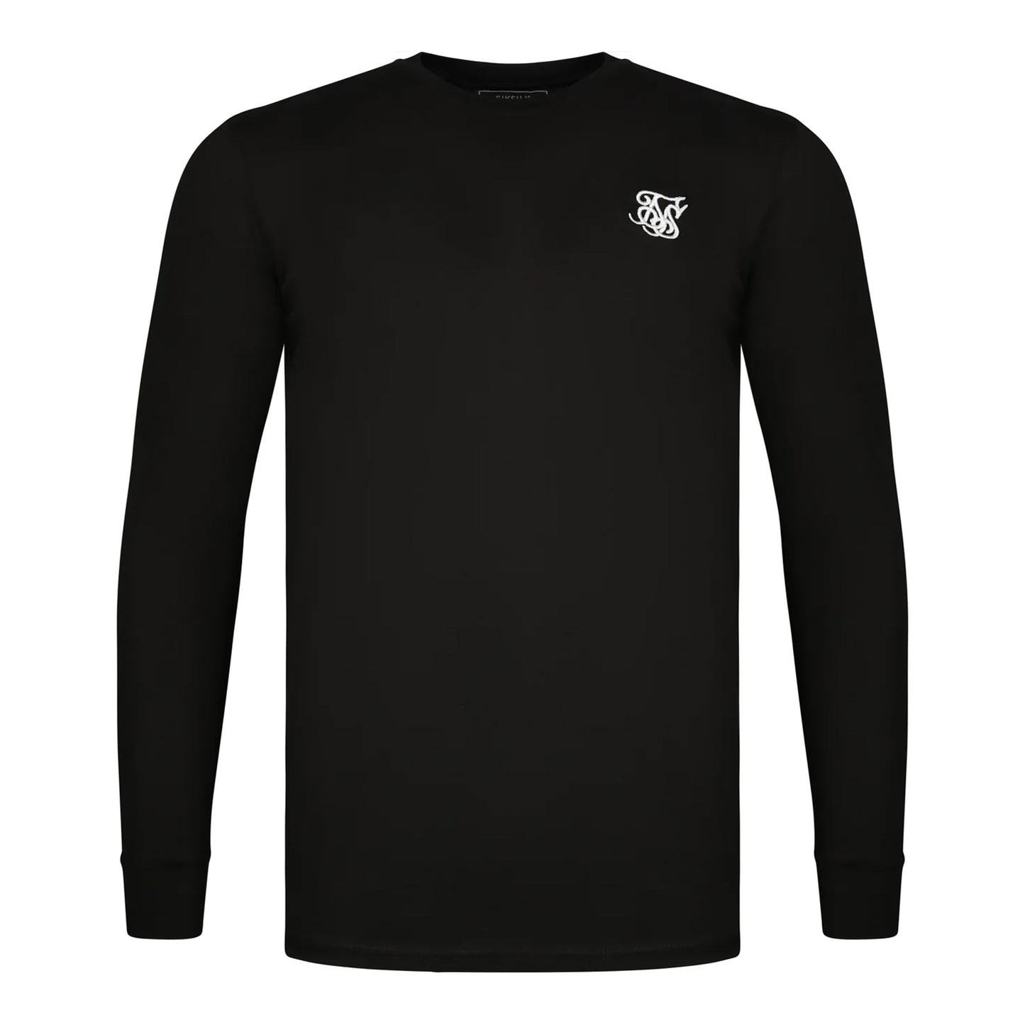 Black - Front - SikSilk Mens Essential Crew Neck Slim Long-Sleeved T-Shirt