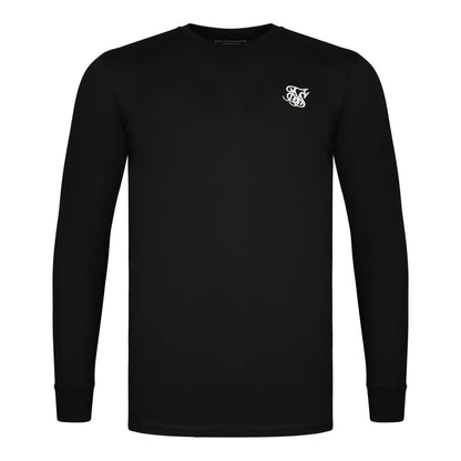 Black - Front - SikSilk Mens Essential Crew Neck Slim Long-Sleeved T-Shirt