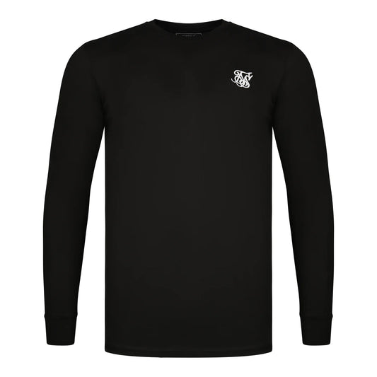 Black - Front - SikSilk Mens Essential Crew Neck Slim Long-Sleeved T-Shirt