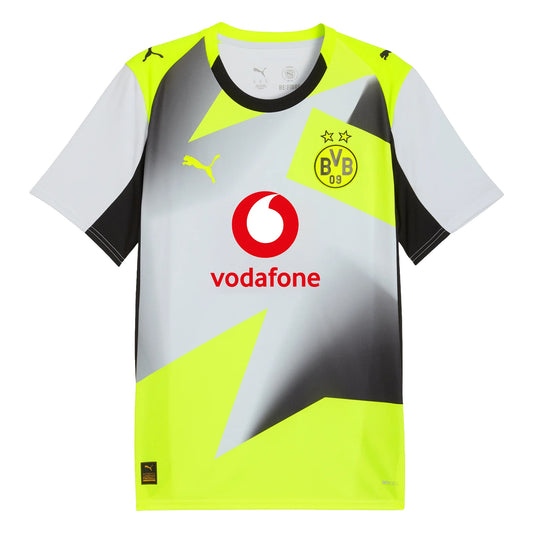 Silver-Yellow - Front - Puma Childrens-Kids 2025-2026 Borussia Dortmund Away Shirt