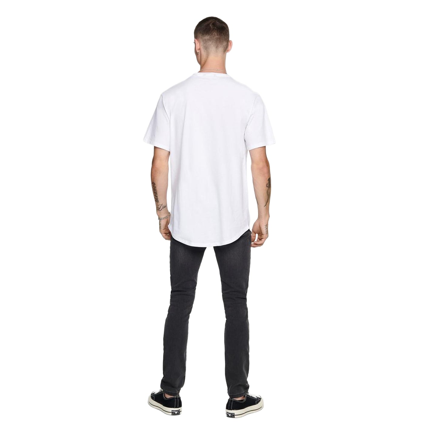 White - Pack Shot - Only and Sons Mens Crew Neck Oversized T-Shirt