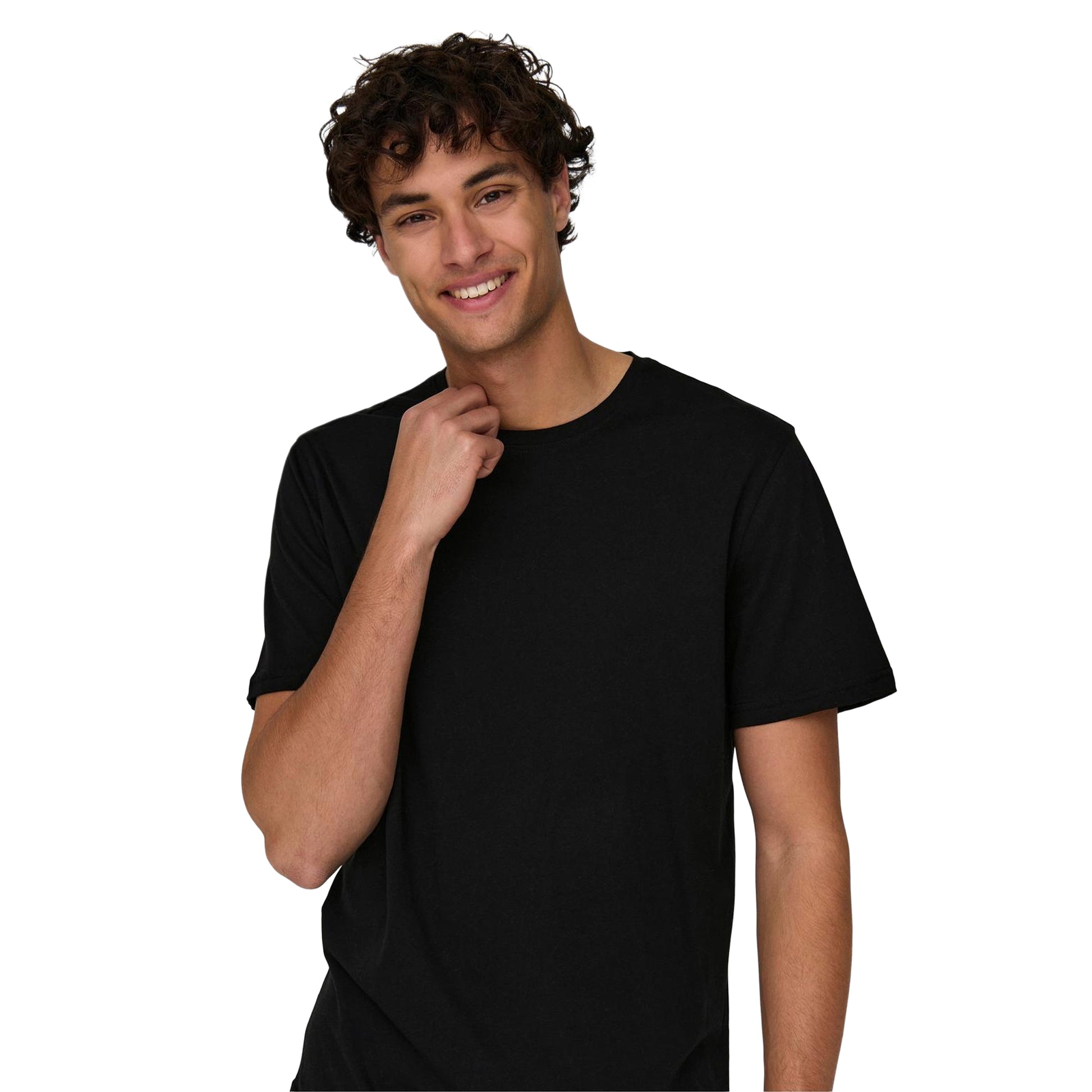 Black - Side - Only and Sons Mens Crew Neck Oversized T-Shirt