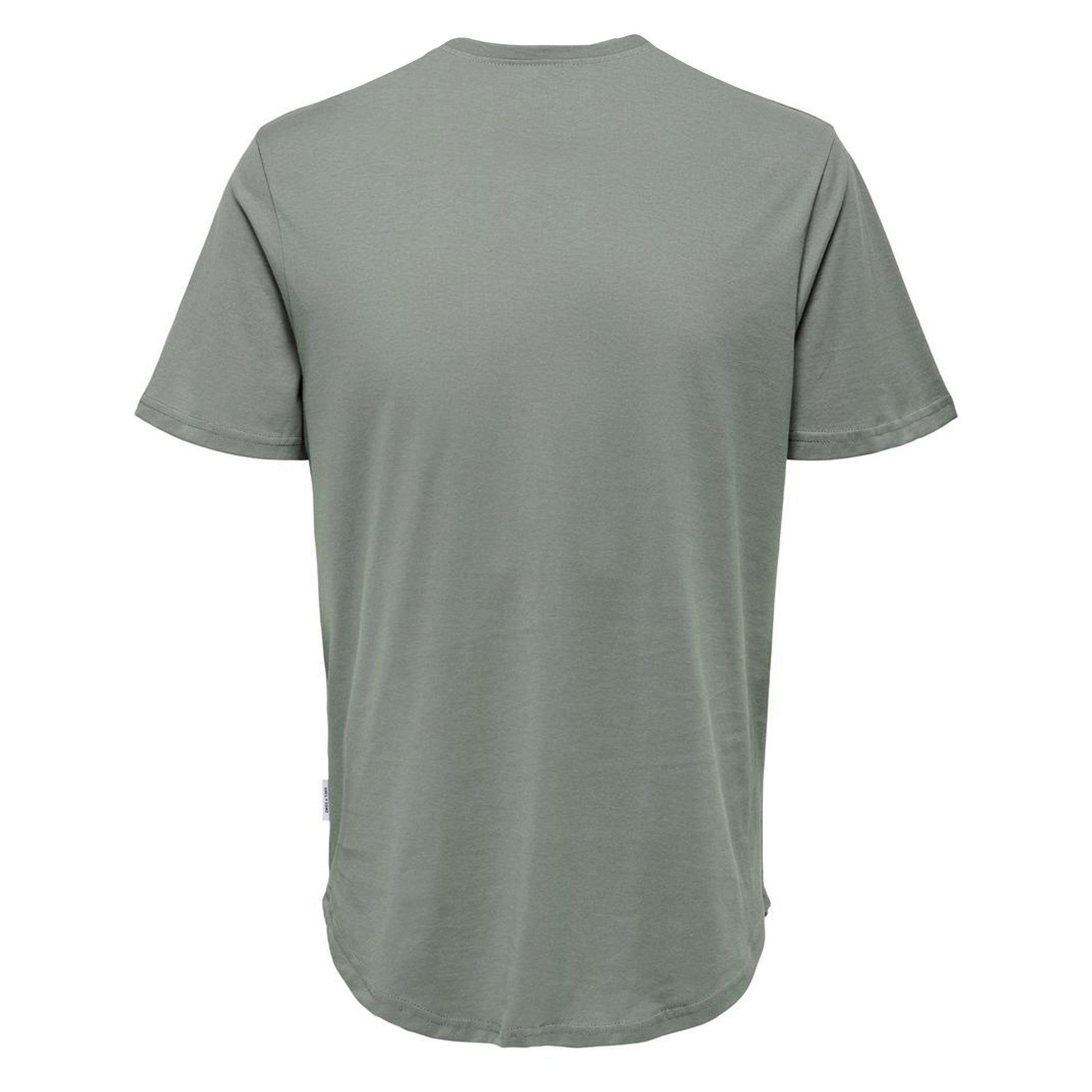 Grey - Back - Only and Sons Mens Crew Neck Oversized T-Shirt