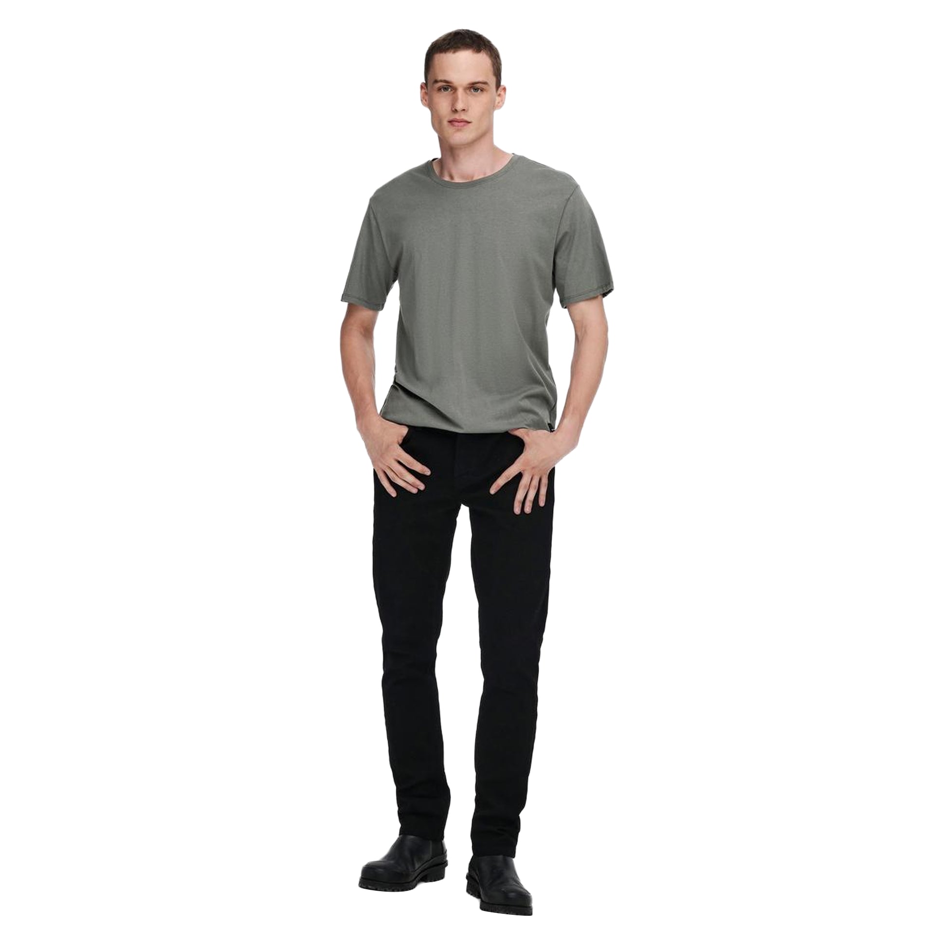 Grey - Pack Shot - Only and Sons Mens Crew Neck Oversized T-Shirt