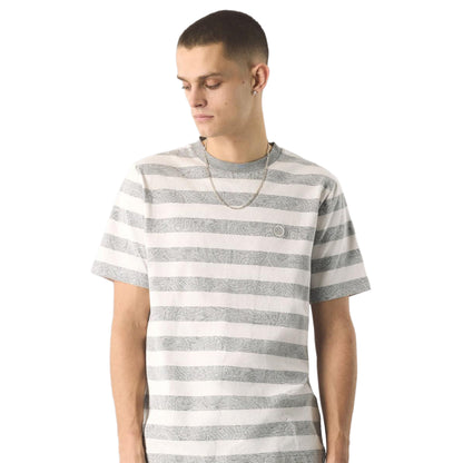 Grey - Side - Pretty Green Unisex Adult Stripe Paisley Crew Neck Regular T-Shirt