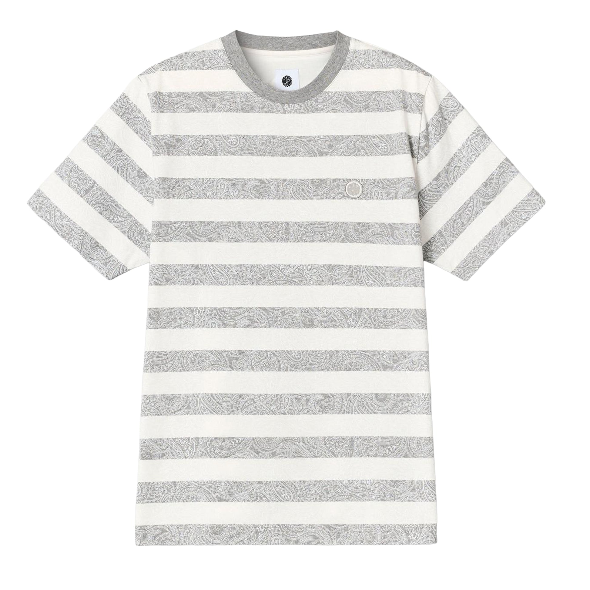 Grey - Front - Pretty Green Unisex Adult Stripe Paisley Crew Neck Regular T-Shirt