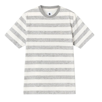 Grey - Front - Pretty Green Unisex Adult Stripe Paisley Crew Neck Regular T-Shirt