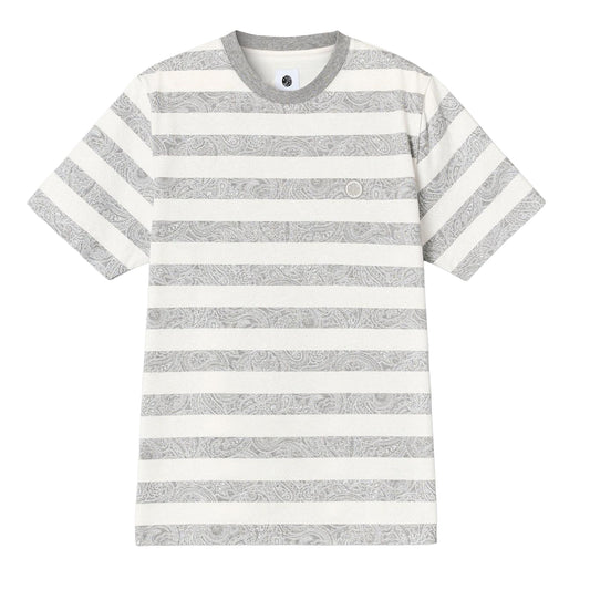 Grey - Front - Pretty Green Unisex Adult Stripe Paisley Crew Neck Regular T-Shirt